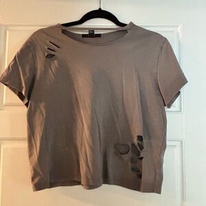 Forever 21 Distressed Gray Women's Top